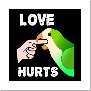 Love Hurts Quaker Parrot Biting Posters and Art